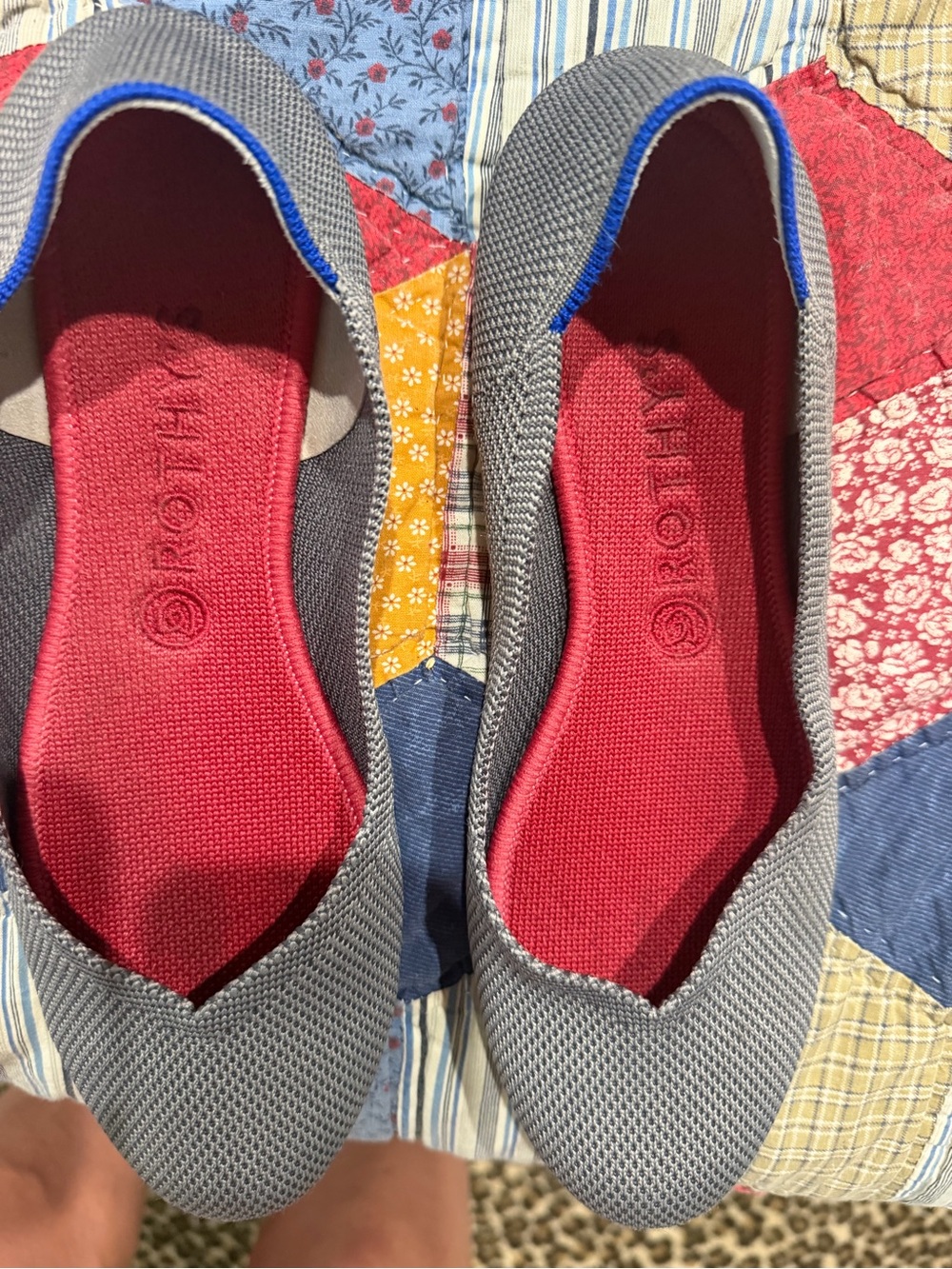 EUC Rothy’s the flat pebble grey knit rounded toe ballet flats sz 10